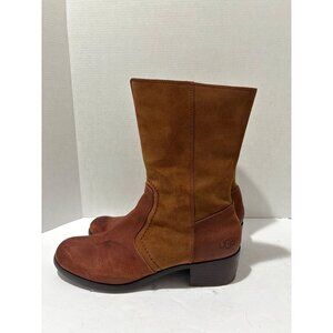 Ugg Australia Womens brown leather western Preppy boots size 10 midcalf